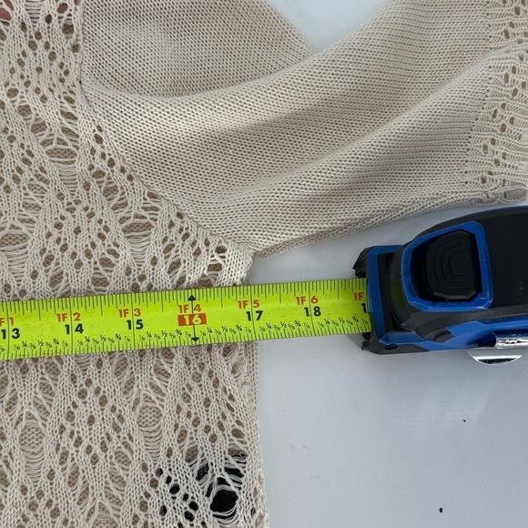 Perceptions Open Style Beige Knit Crochet Blazer - Picture 6 of 8